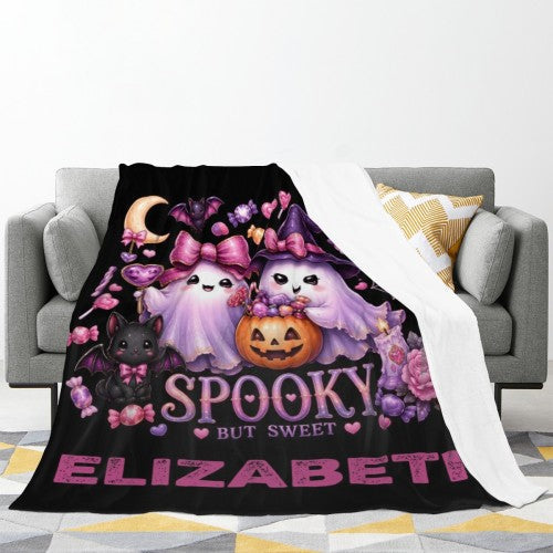 Spooky "Kawaii Ghost" Custom Personalized Blanket