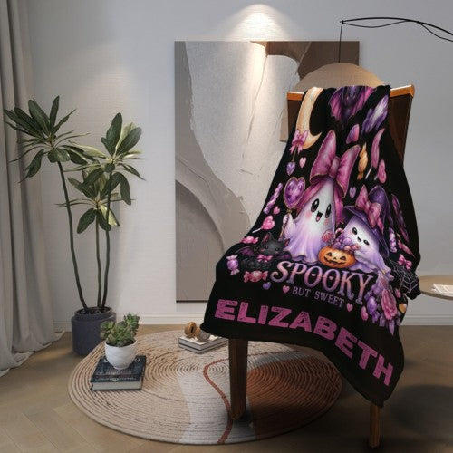 Spooky "Kawaii Ghost" Custom Personalized Blanket