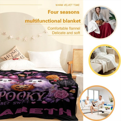 Spooky "Kawaii Ghost" Custom Personalized Blanket