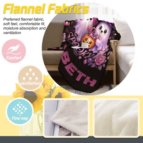 Spooky "Kawaii Ghost" Custom Personalized Blanket