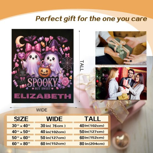 Spooky "Kawaii Ghost" Custom Personalized Blanket