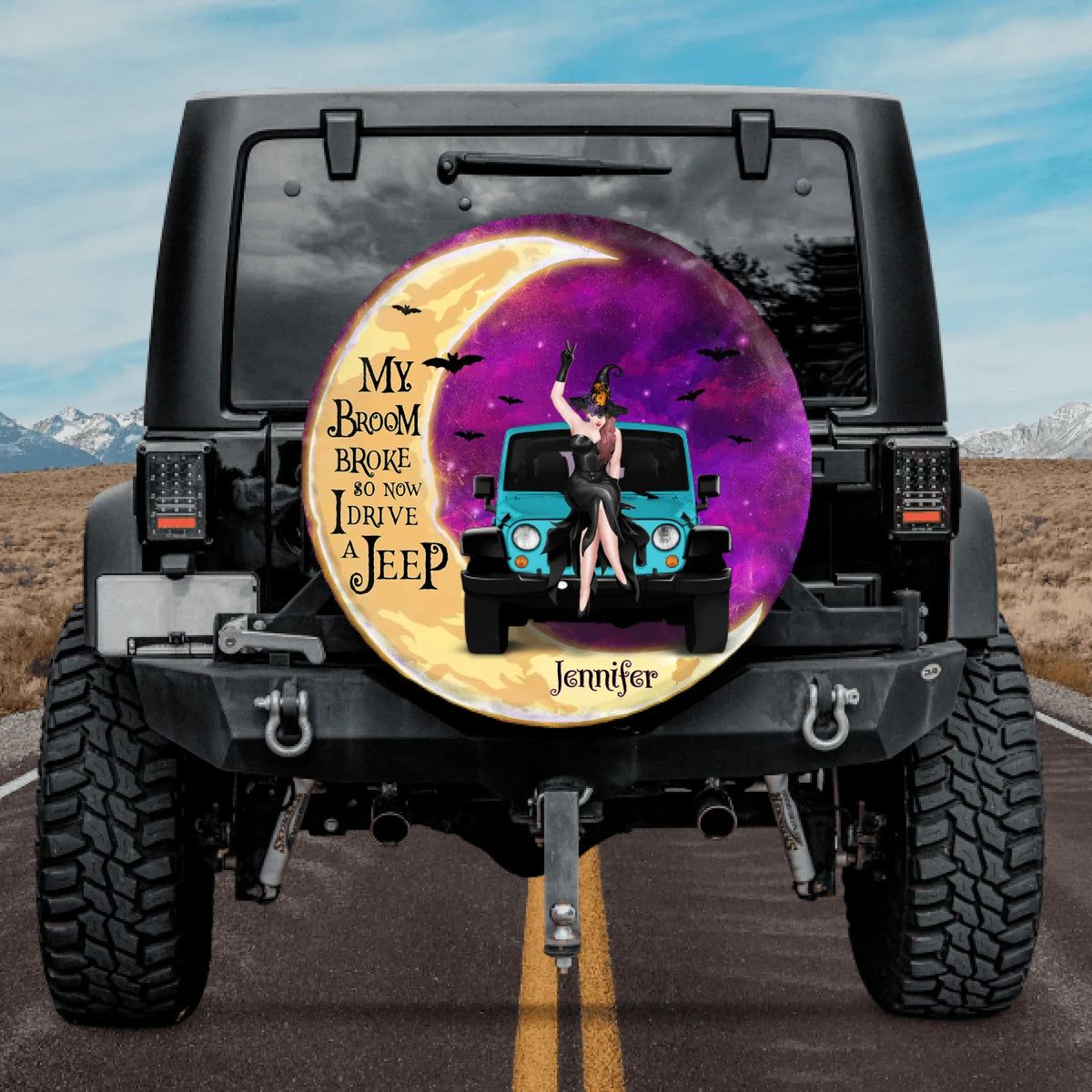 "My Broom Broke" Personalized Off-Road Spare Tire Cover