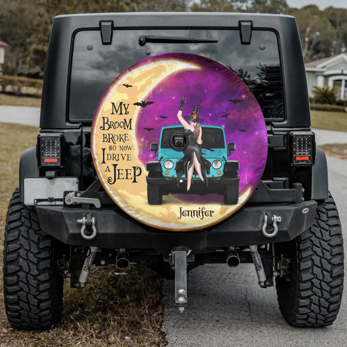 "My Broom Broke" Personalized Off-Road Spare Tire Cover
