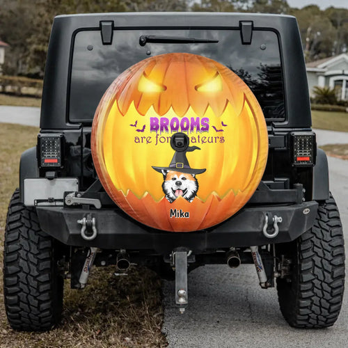 "Brooms Are For Amateurs" Personalized Multi-Dog Tire Cover