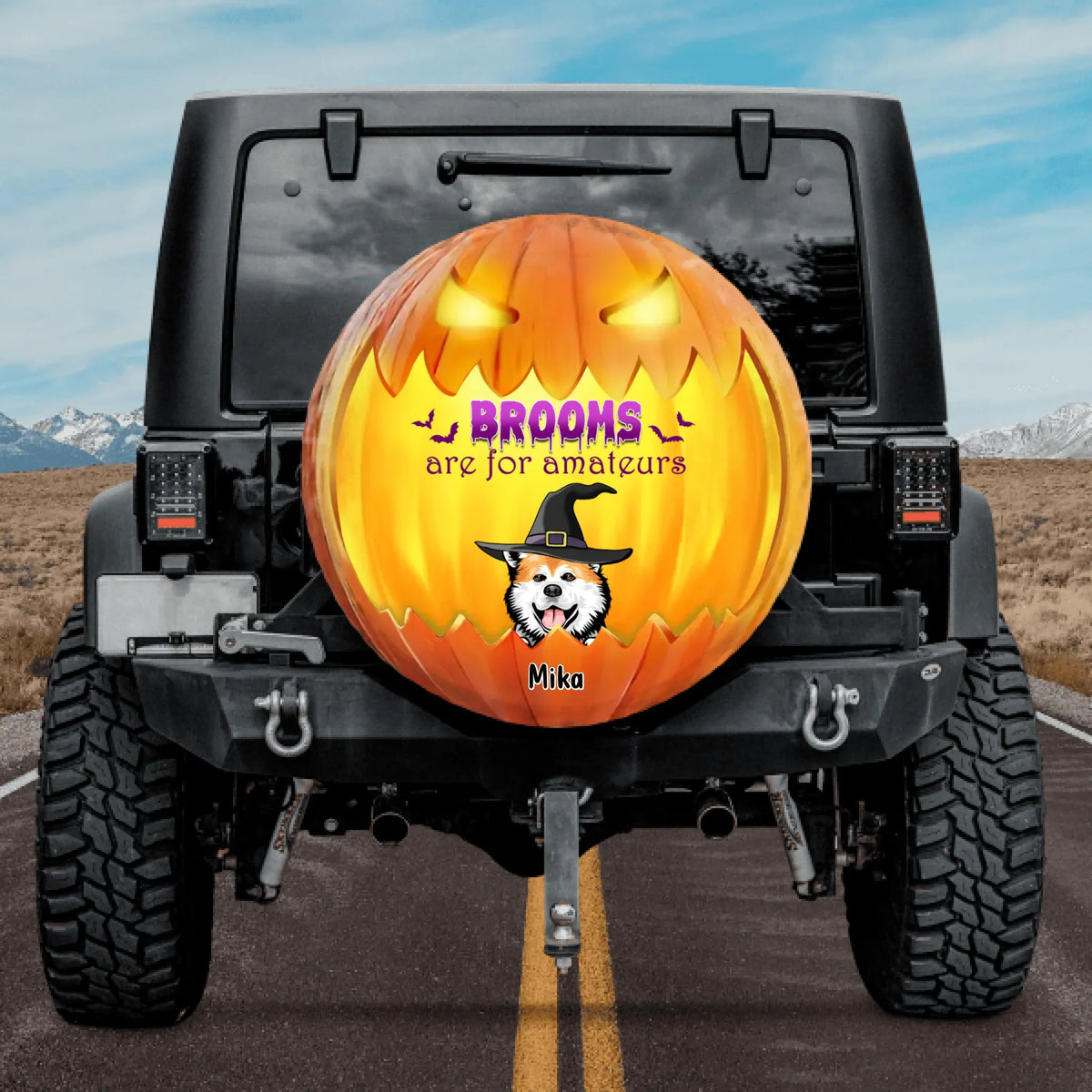 "Brooms Are For Amateurs" Personalized Multi-Dog Tire Cover
