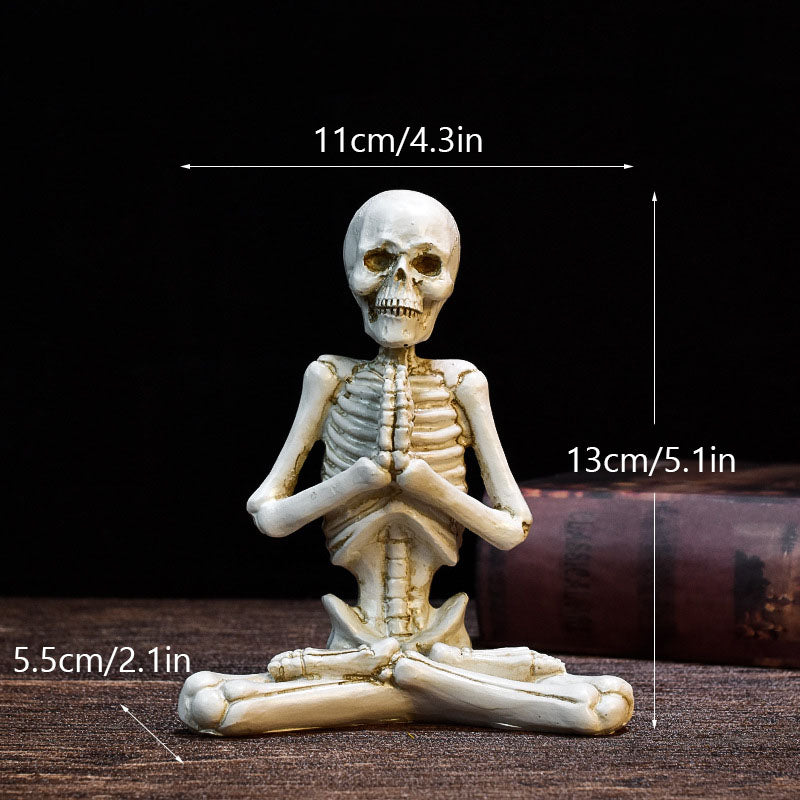 Spooky "Zen Mode" Yoga Skeleton Desktop Decor