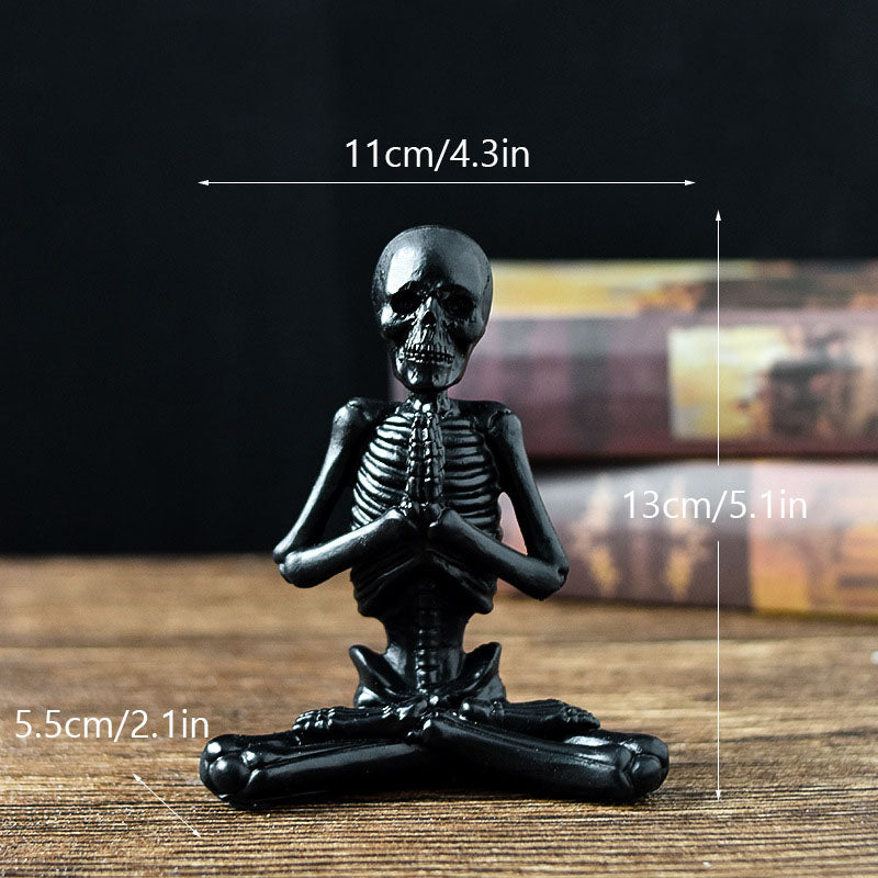 Spooky "Zen Mode" Yoga Skeleton Desktop Decor