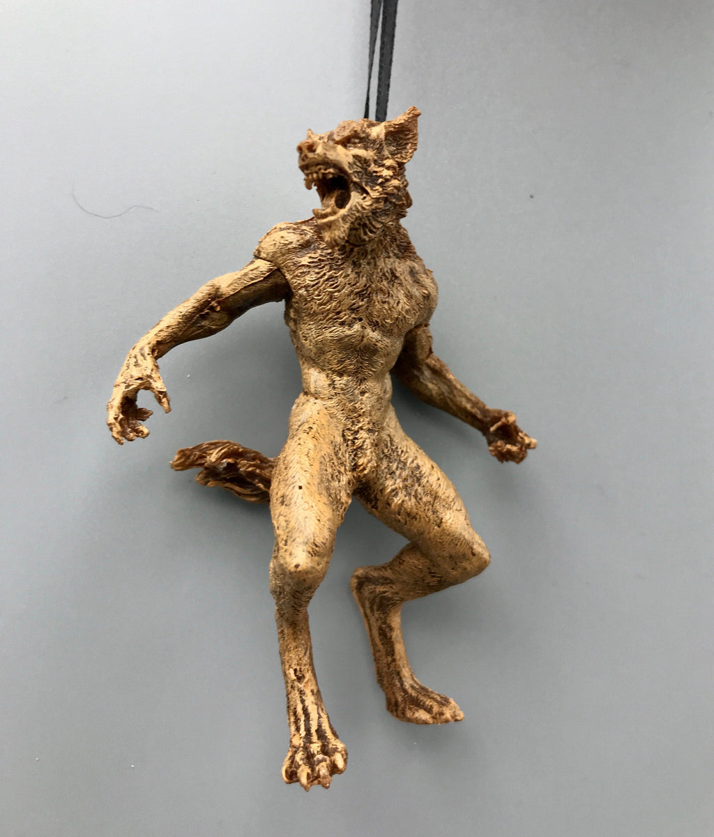 Spooky Hand-Painted Werewolf Resin Sculpture