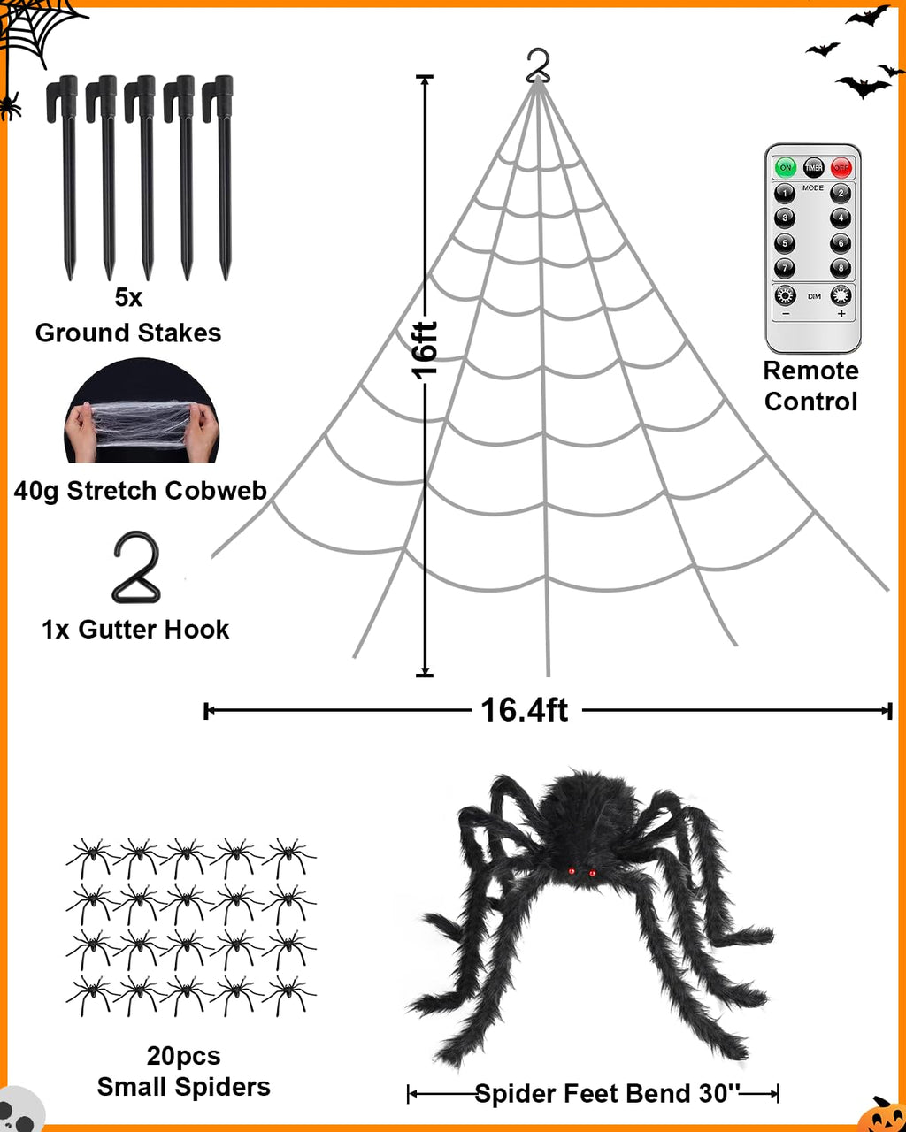 Purple LED Spiderweb Lights (16.4-Foot