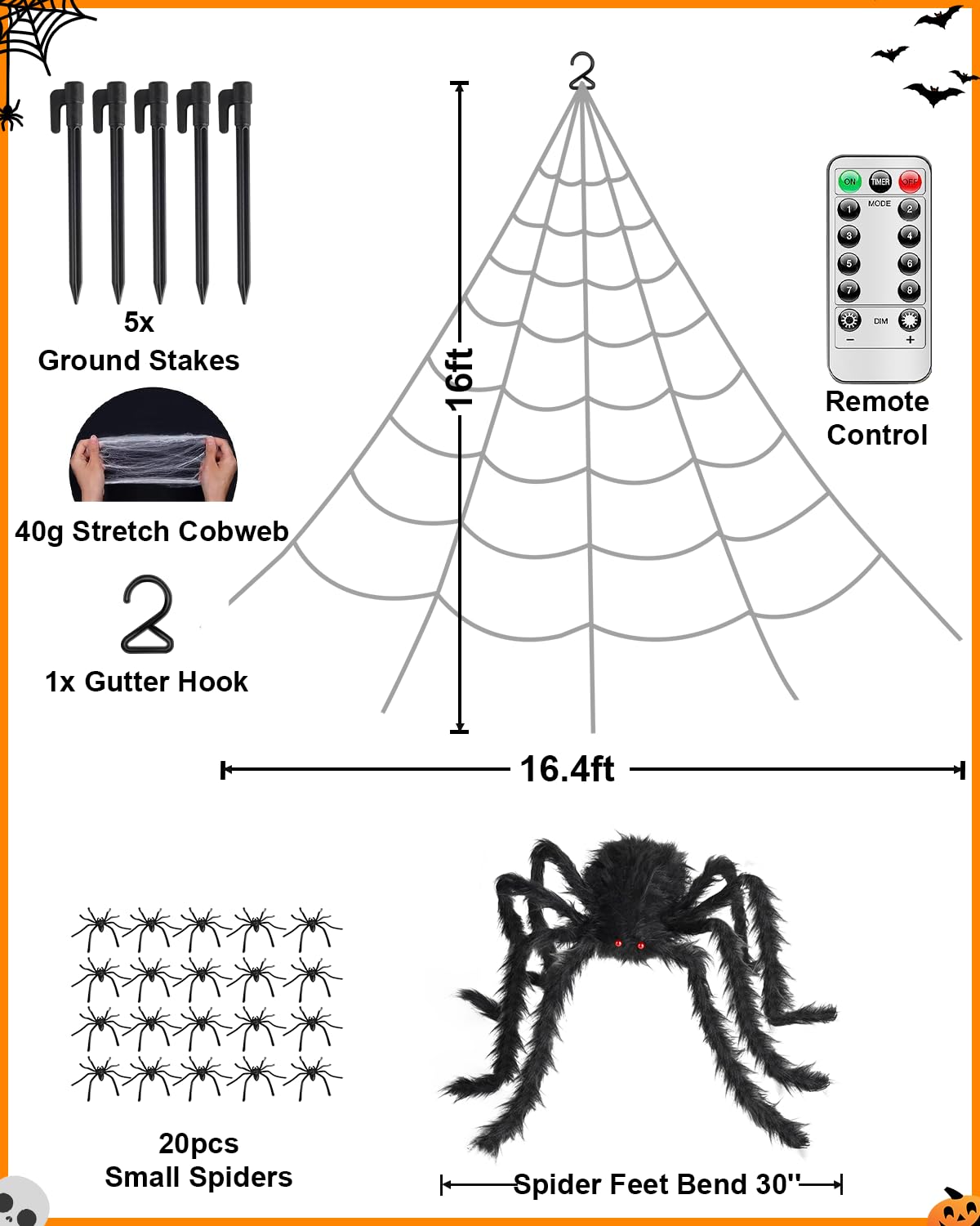 Purple LED Spiderweb Lights (16.4-Foot