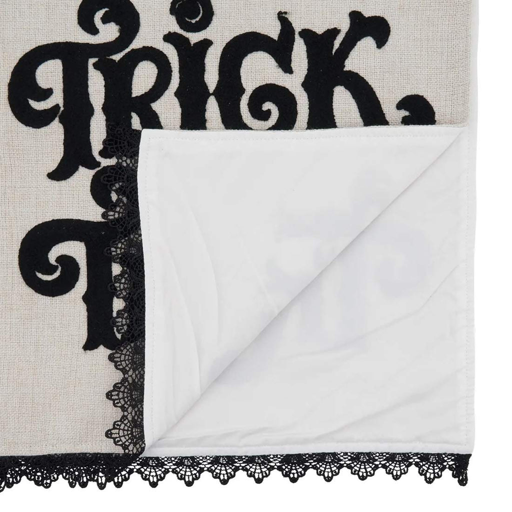 TRICK OR TREAT Table Runner with Lace Edge Design 14" W x 72"