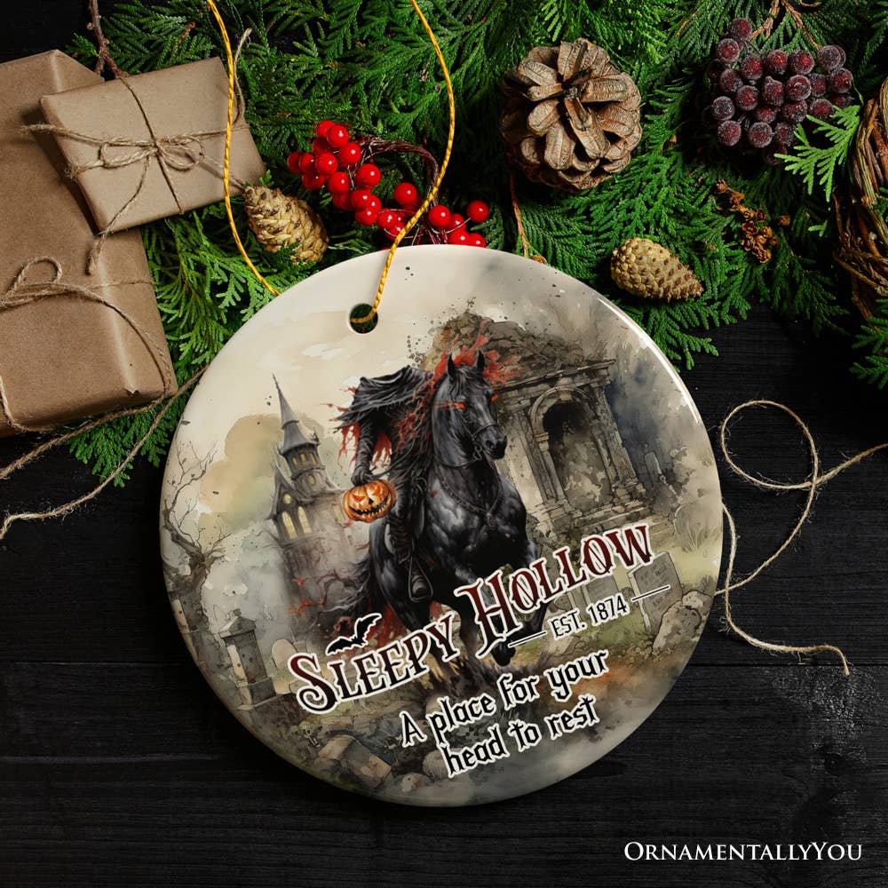 Spooky "Sleepy Hollow" Headless Horseman Resin Sculpture