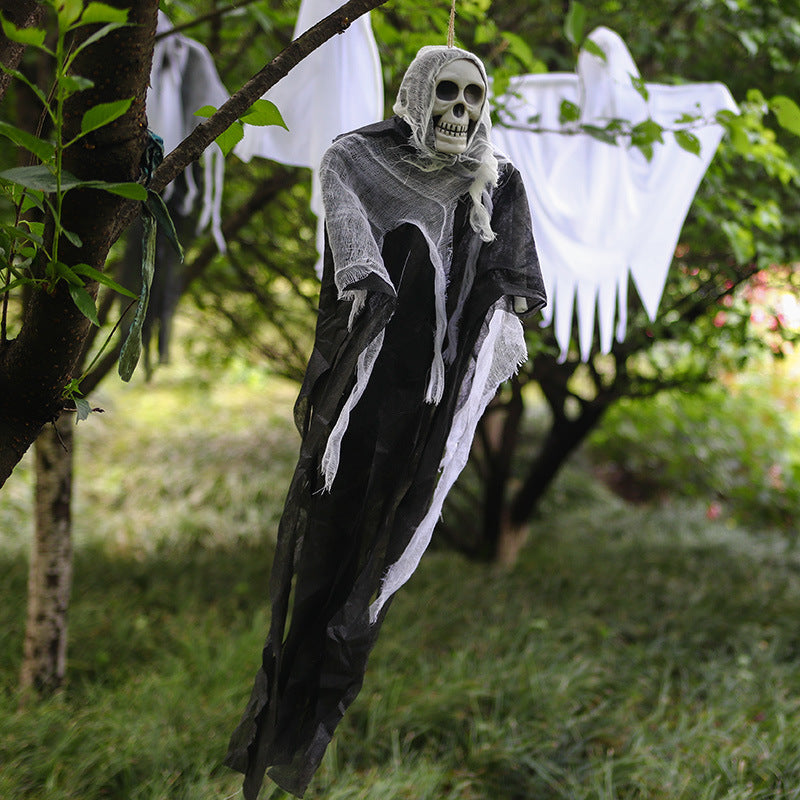 Hanging Skull Ghost Tree Ornament