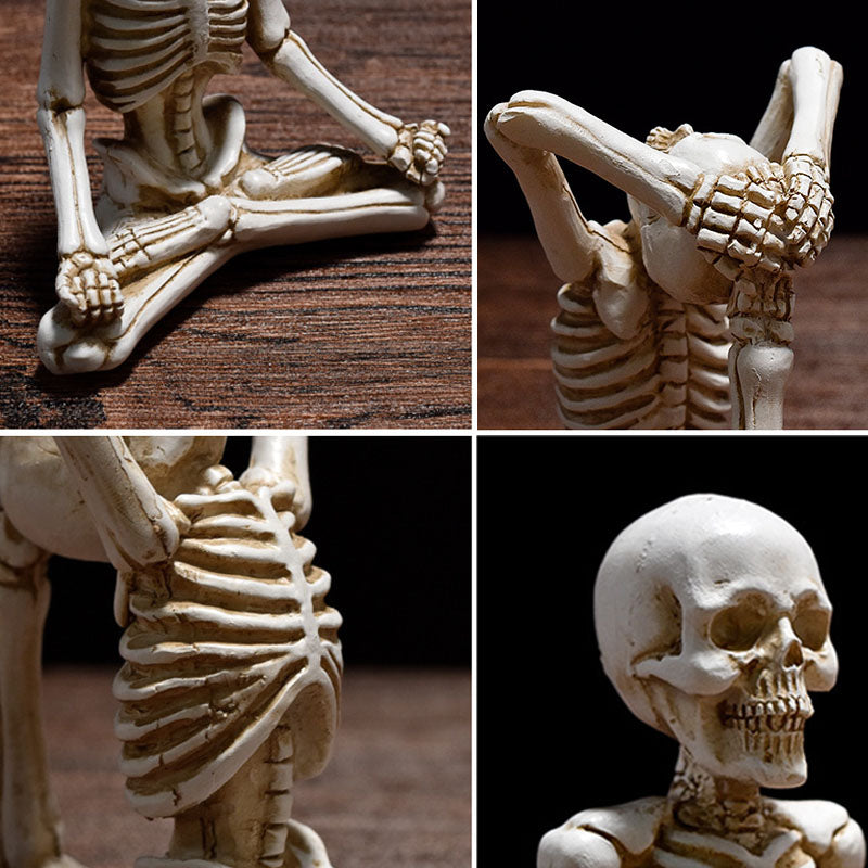 Spooky "Zen Mode" Yoga Skeleton Desktop Decor