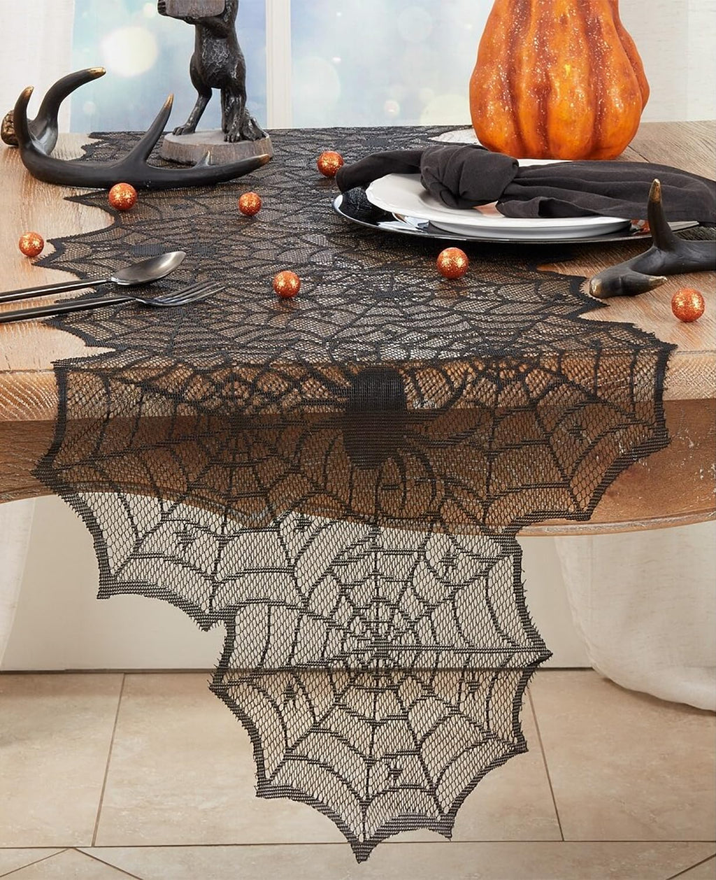Creepy-Crawly Spiderweb Table Runner 18" W x 72"