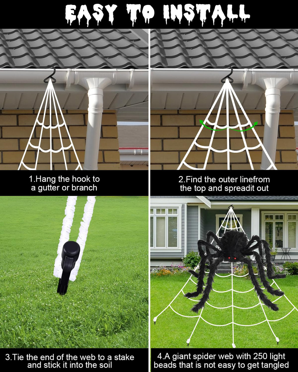 Purple LED Spiderweb Lights (16.4-Foot