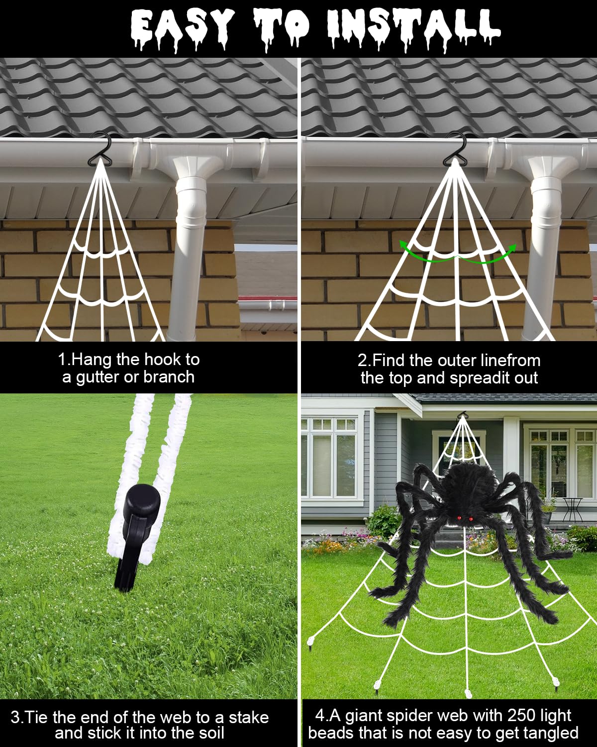 Purple LED Spiderweb Lights (16.4-Foot