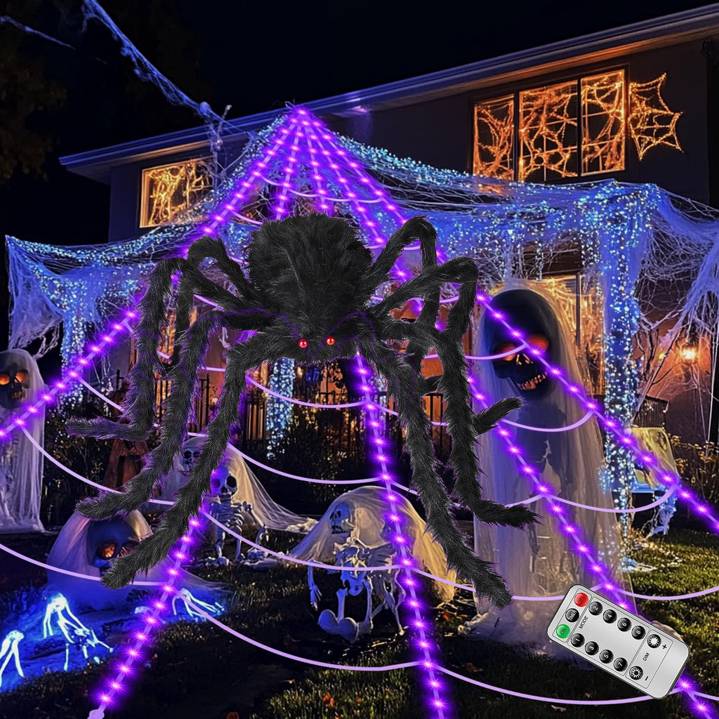 Purple LED Spiderweb Lights (16.4-Foot