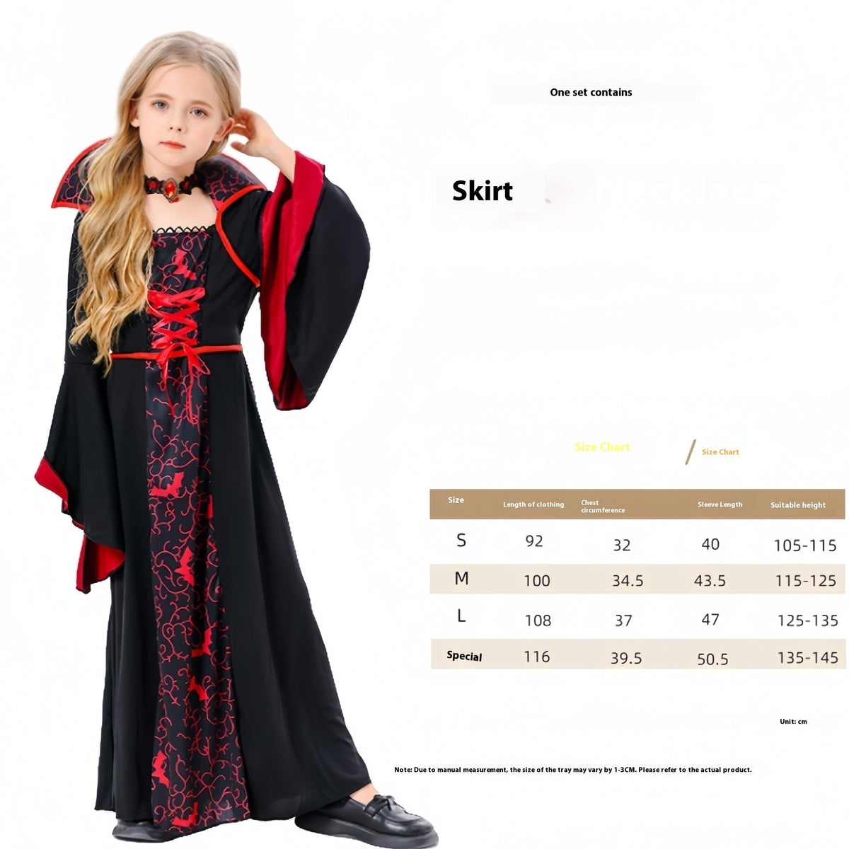 Girls' Gothic Witch Cosplay Costume Set