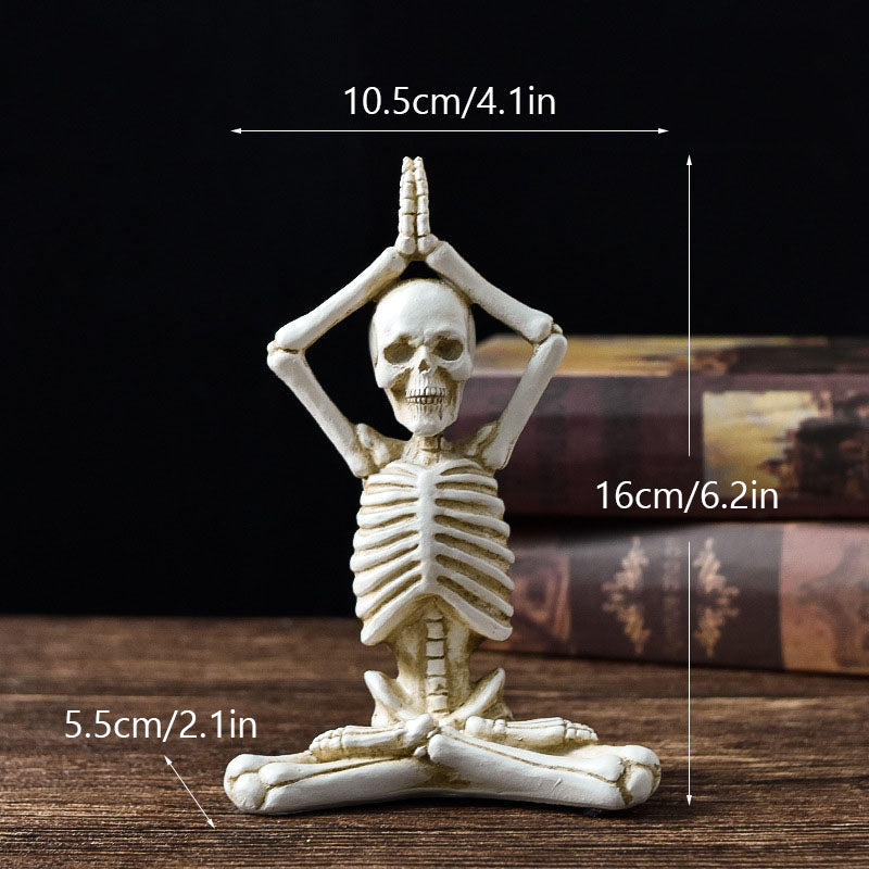 Spooky "Zen Mode" Yoga Skeleton Desktop Decor