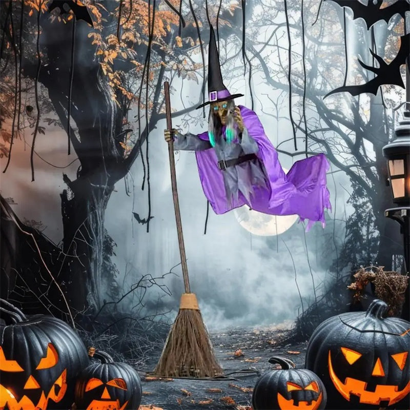 Spooky Hanging "Flying Witch" Talking Animatronic