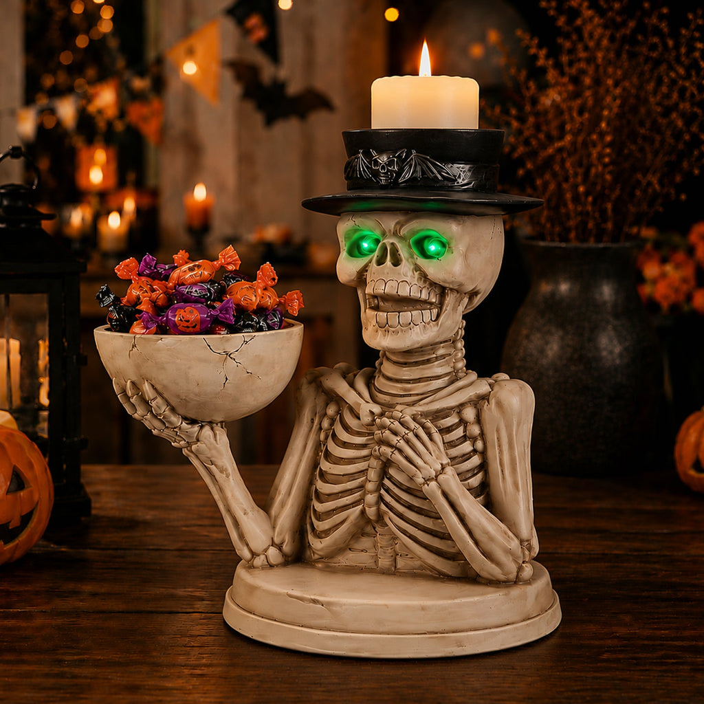 Spooky Skeleton Candy Bowl & Candle Holder
