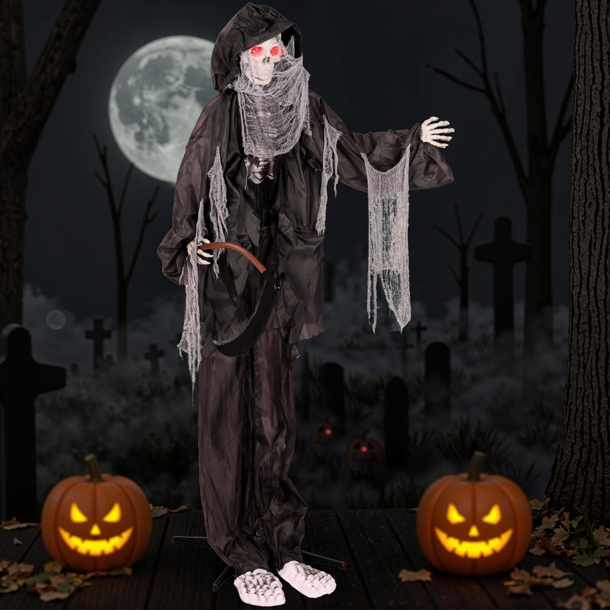 Spooky 8.5ft Giant Animated Grim Reaper Animatronic