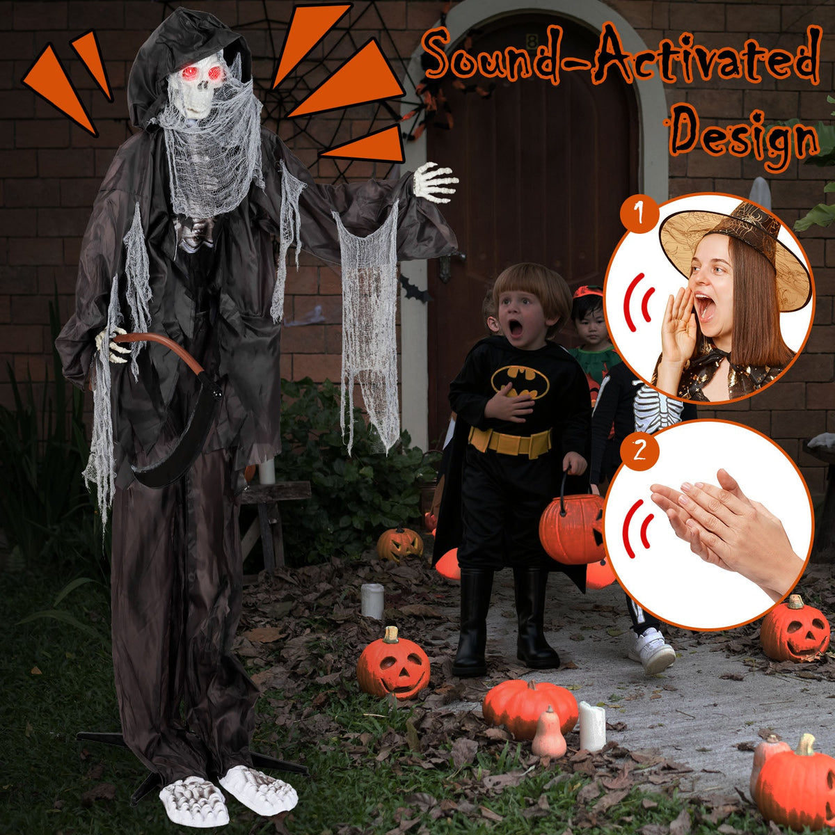 Spooky 8.5ft Giant Animated Grim Reaper Animatronic