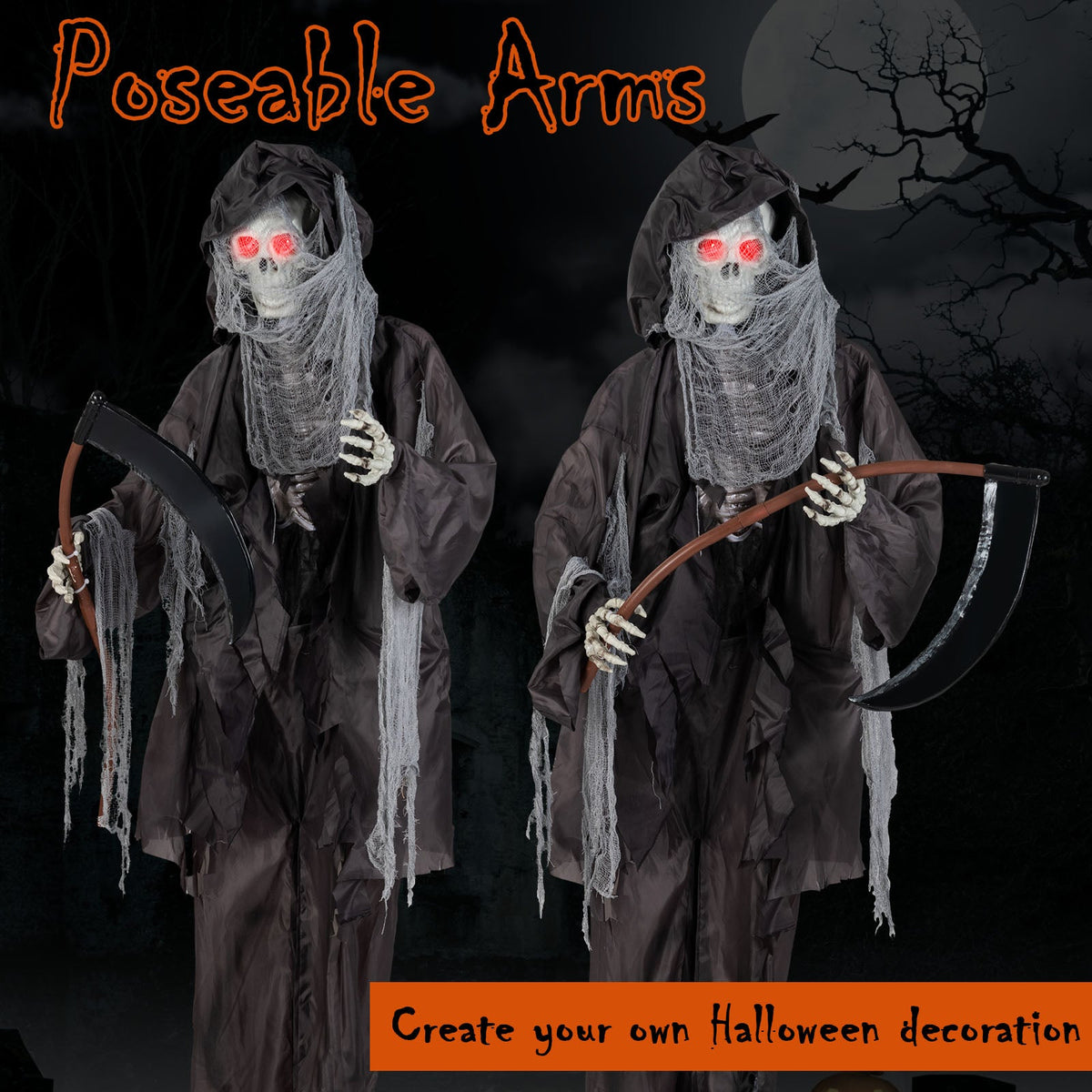 Spooky 8.5ft Giant Animated Grim Reaper Animatronic