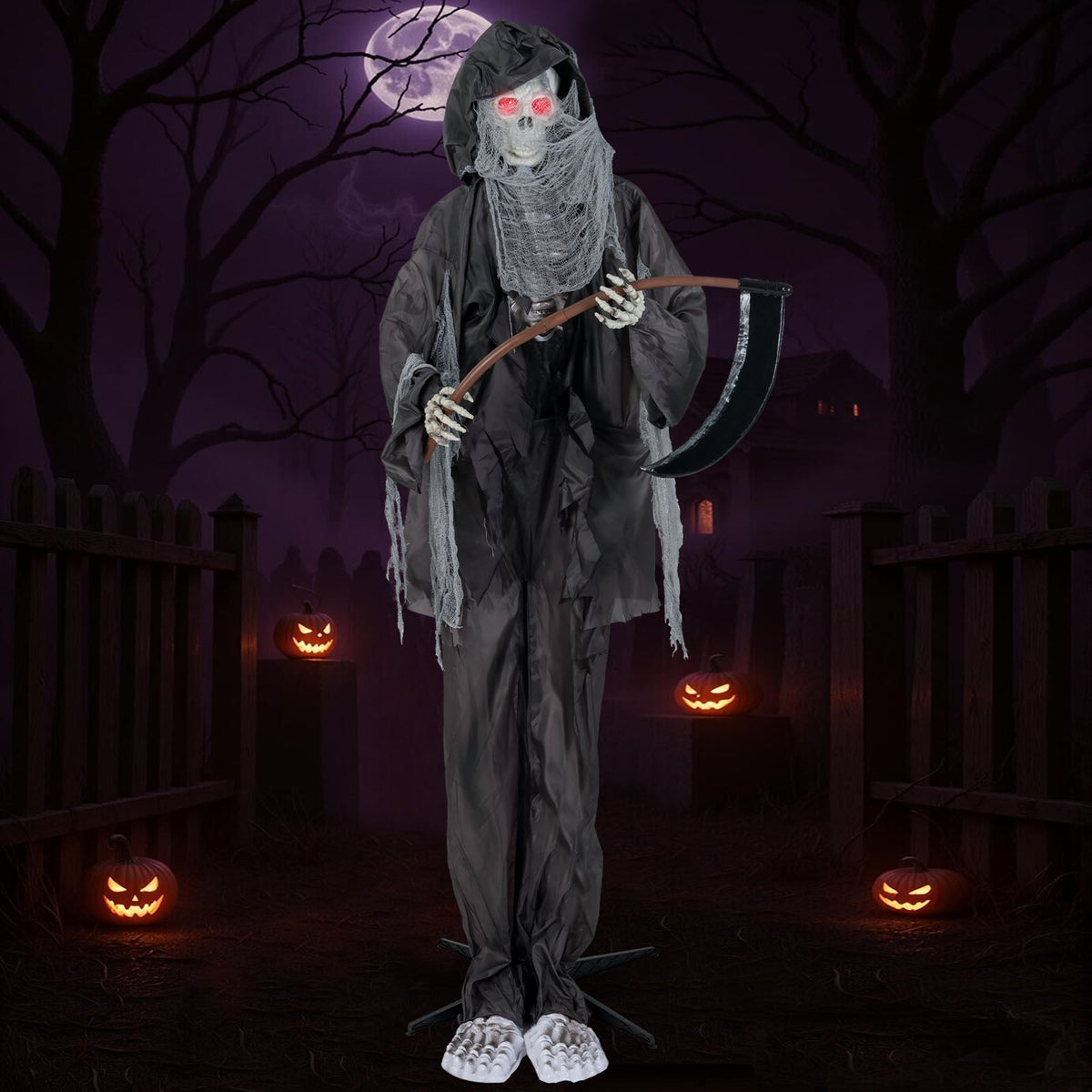 Spooky 8.5ft Giant Animated Grim Reaper Animatronic