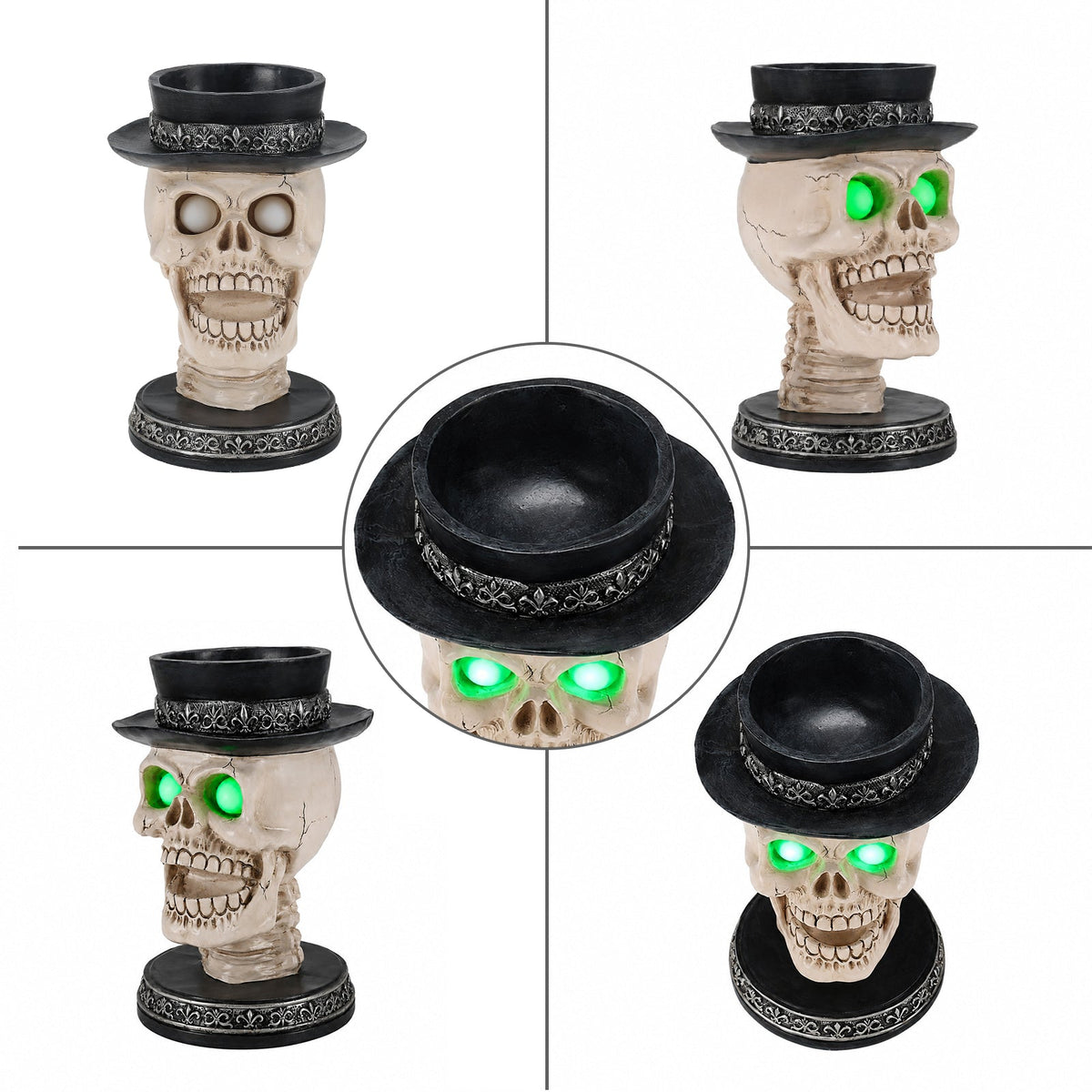 Glowing LED Halloween Skull Candle Holder