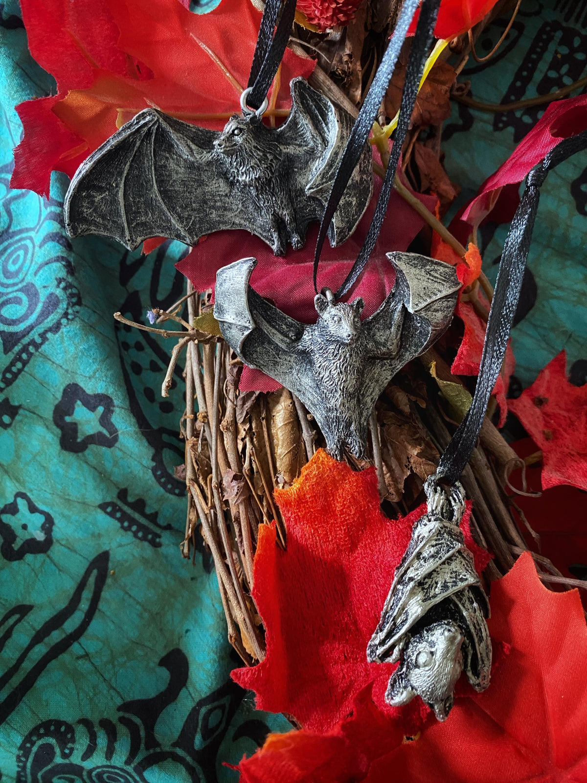 Spooky Hanging Fruit Bat Resin Sculpture