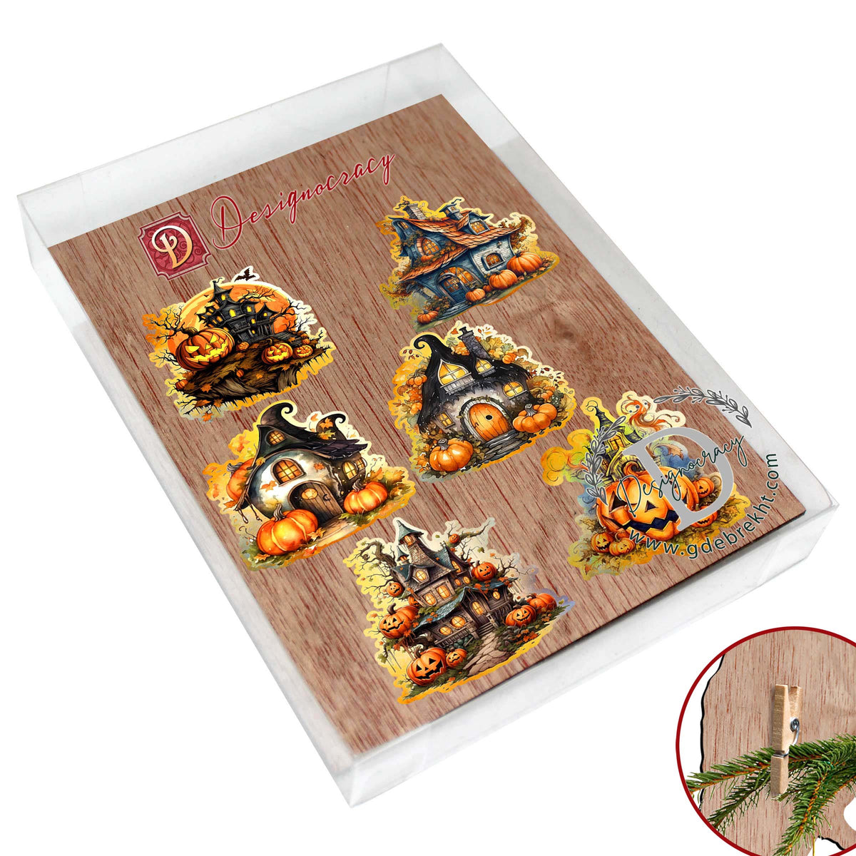 Spooky G. DeBrekht "Haunted Houses" Clip-On Wood Art Set