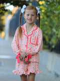 Halloween Thanksgiving Pumpkin Bow Girls Pajama Set