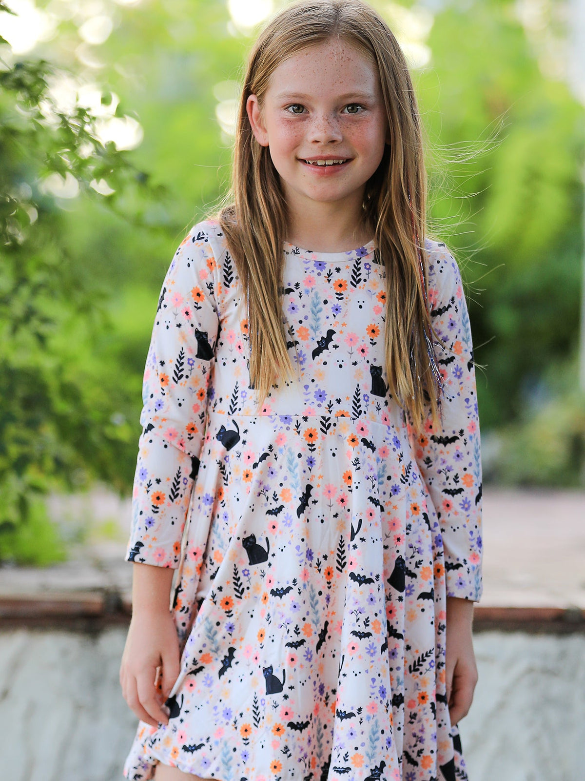 Halloween Black Cat Girls Twirl Dress
