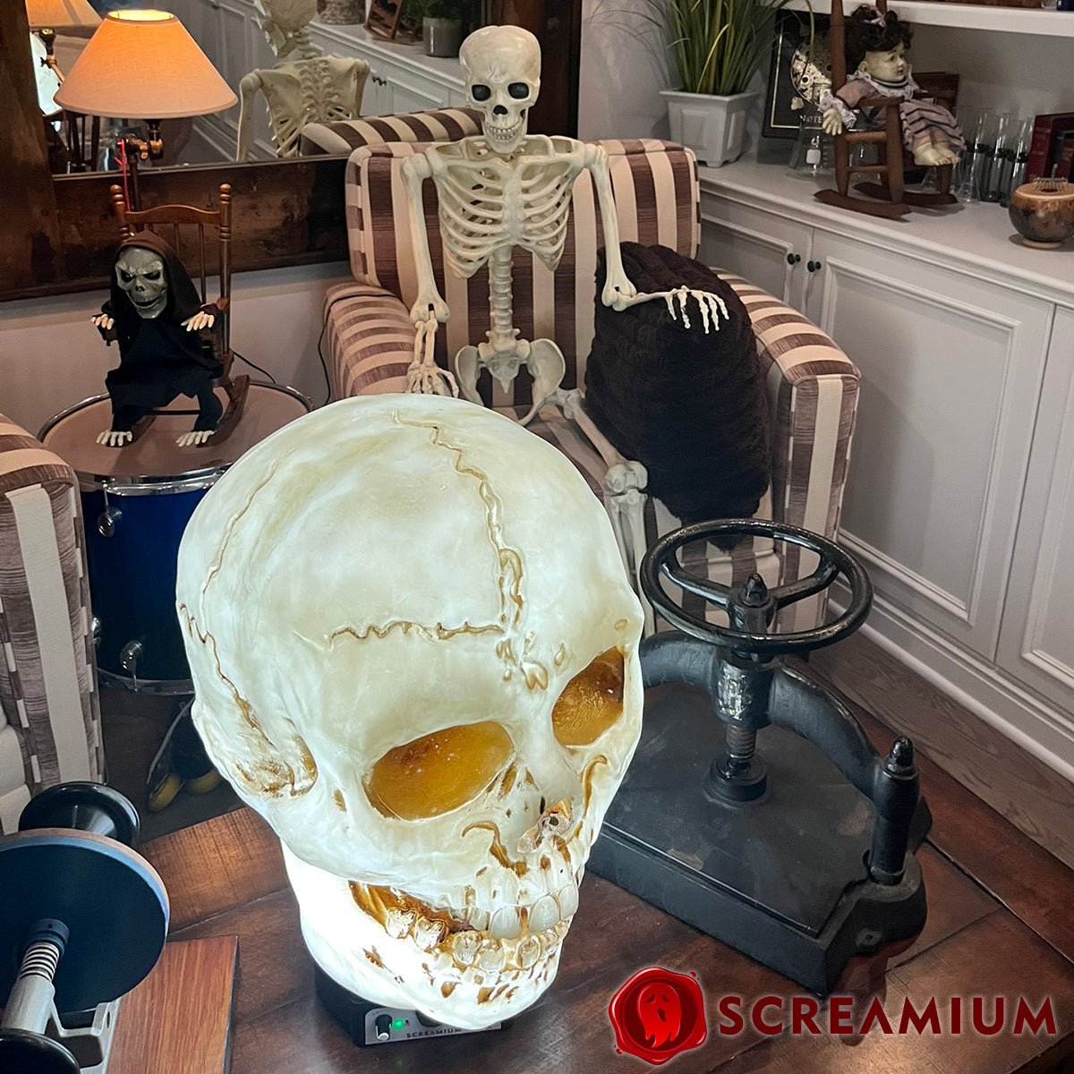 Spooky 20" Giant Skull Animatronic Lamp Prop