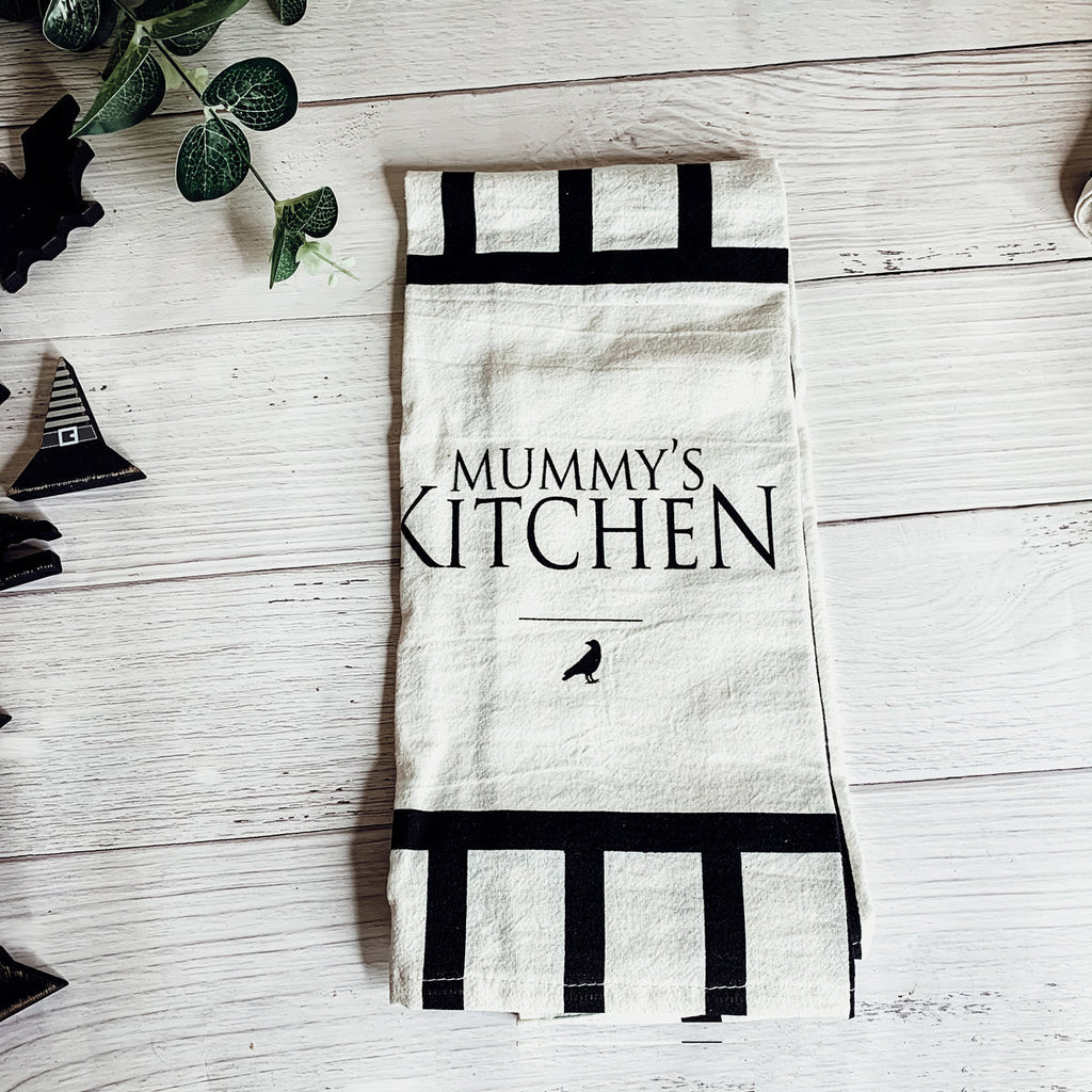 Spooky Bat & Mummy Cotton Kitchen Towel