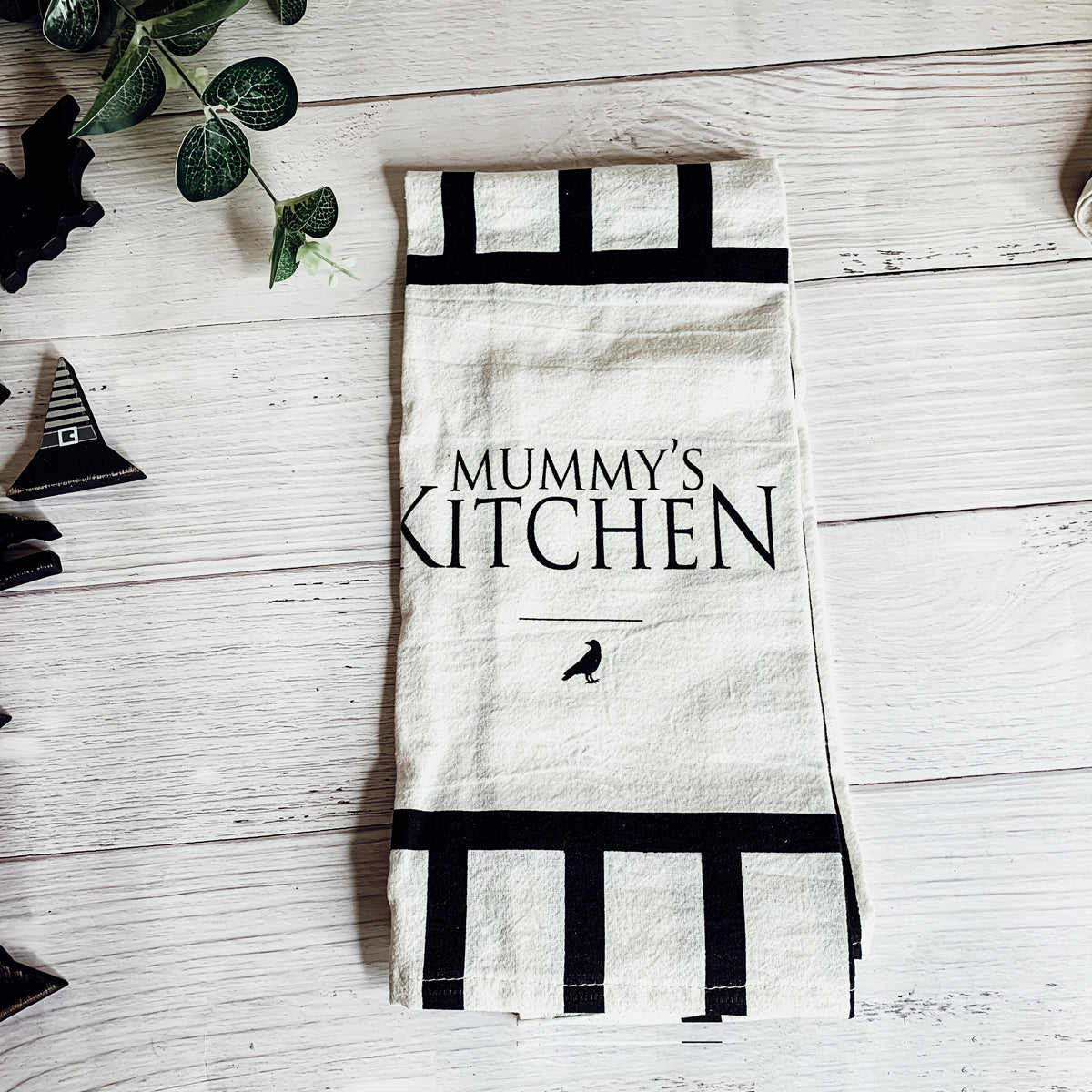Spooky Bat & Mummy Cotton Kitchen Towel
