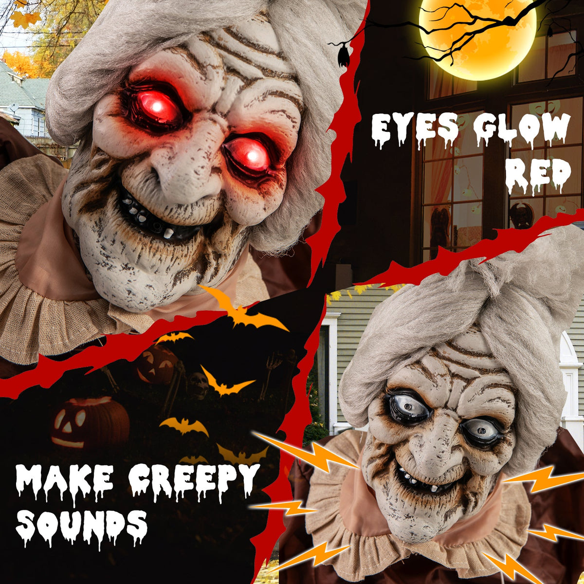 Spooky Life-Size Talking "Old Hag" Witch Animatronic