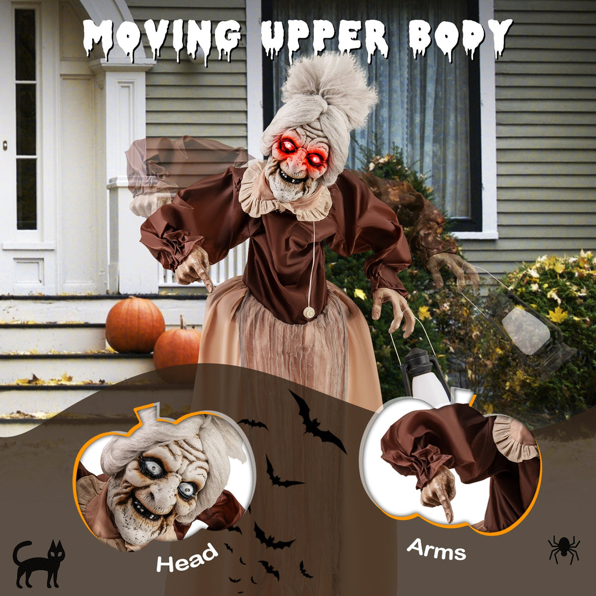 Spooky Life-Size Talking "Old Hag" Witch Animatronic