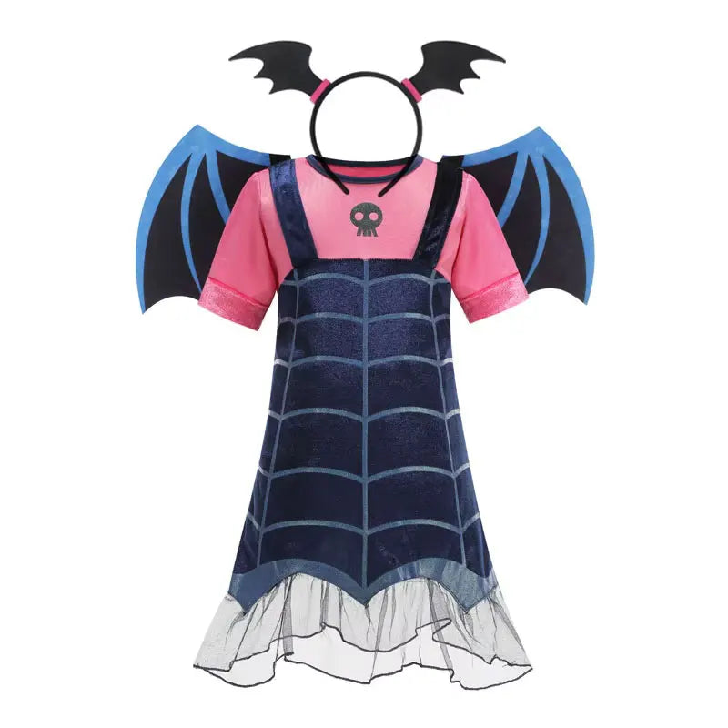 Purple Bat Cosplay Dress with Wings & Headwear