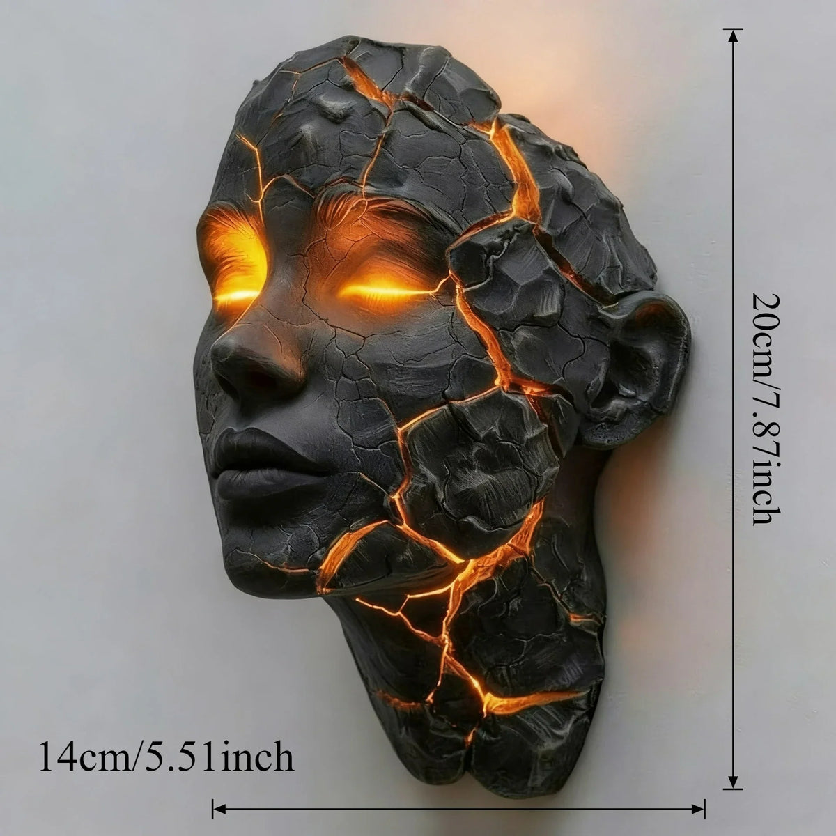 Spooky "Blazing Maiden" Cracked Gothic Statue Lamp