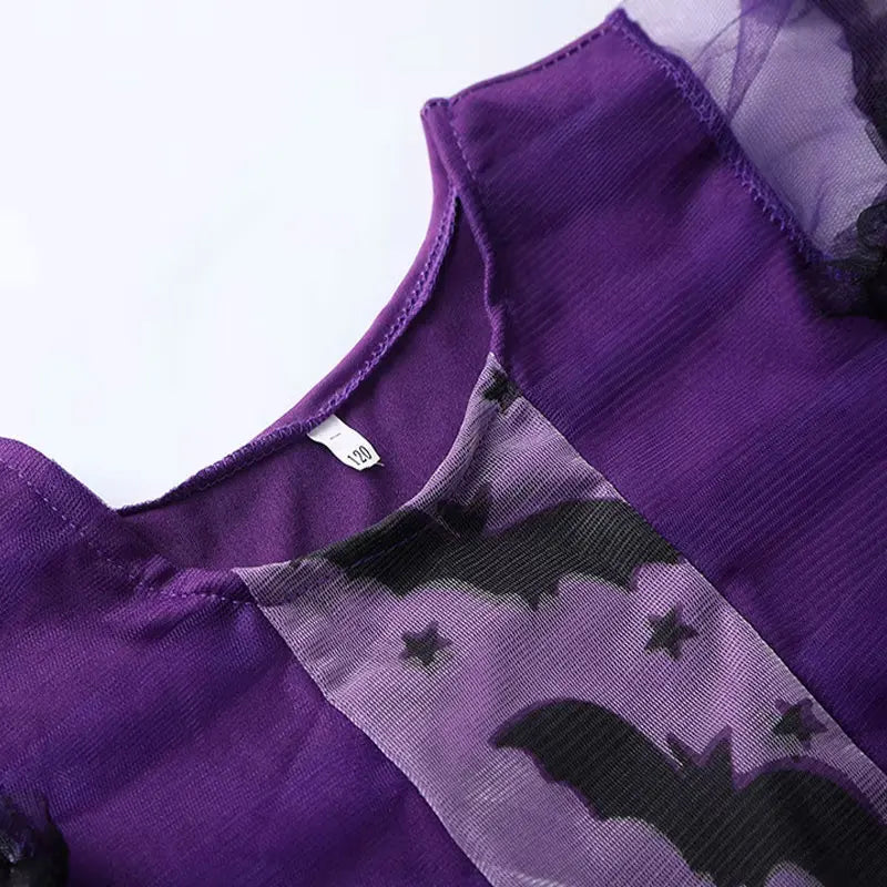 Purple Bat Cosplay Dress with Wings & Headwear