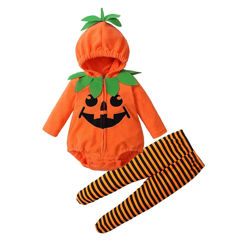 Infant Pumpkin Cosplay Romper (3-Piece Set)