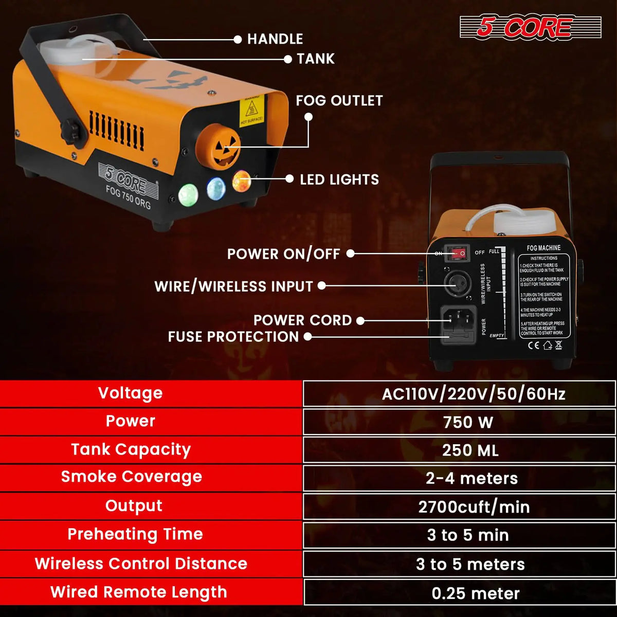 5 Core Low-Lying Fog Machine (750W)