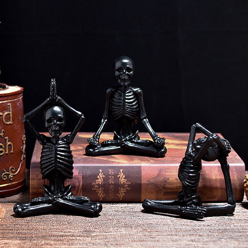 Spooky "Zen Mode" Yoga Skeleton Desktop Decor