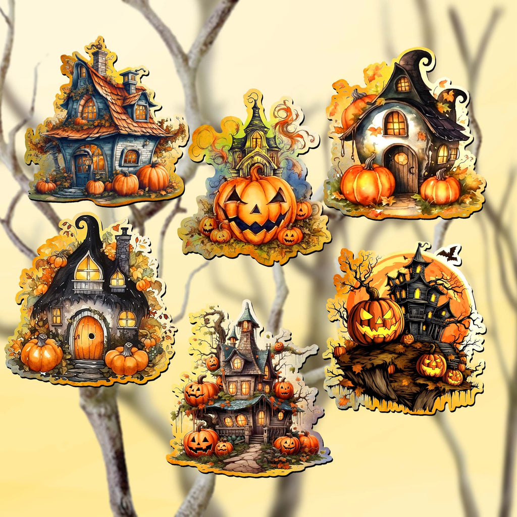 Spooky G. DeBrekht "Haunted Houses" Clip-On Wood Art Set