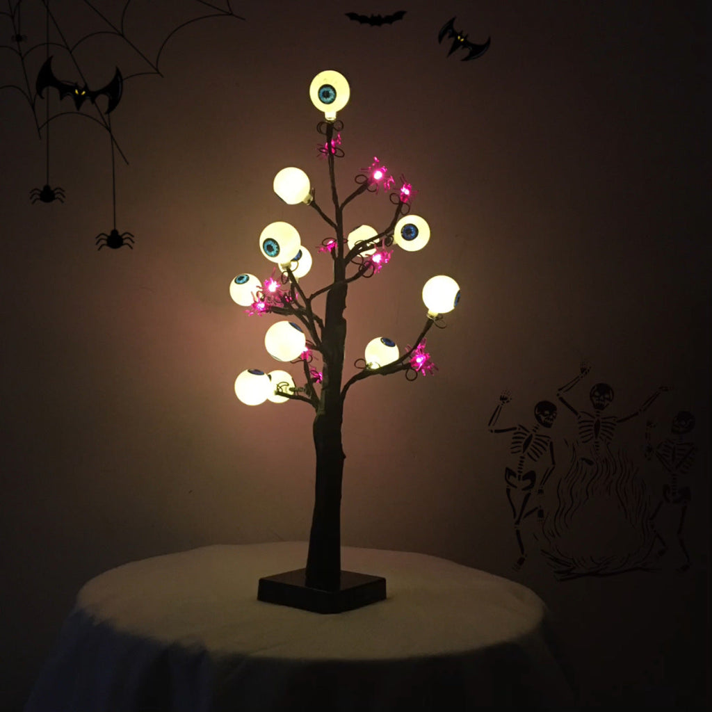 Spooky Light-Up Ghost & Eyeball Desk Tree