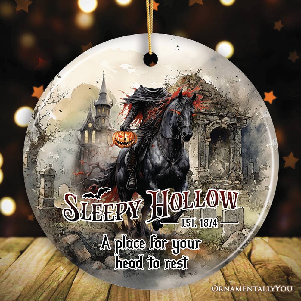 Spooky "Sleepy Hollow" Headless Horseman Resin Sculpture