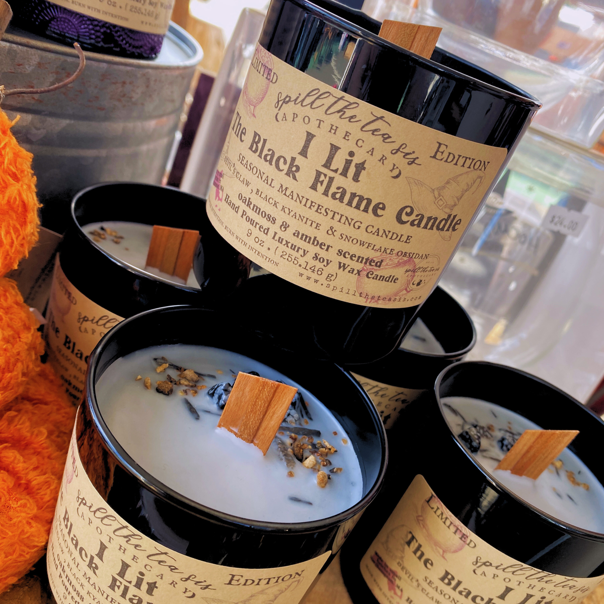 Spooky "Black Flame" Ritual Intention Candle